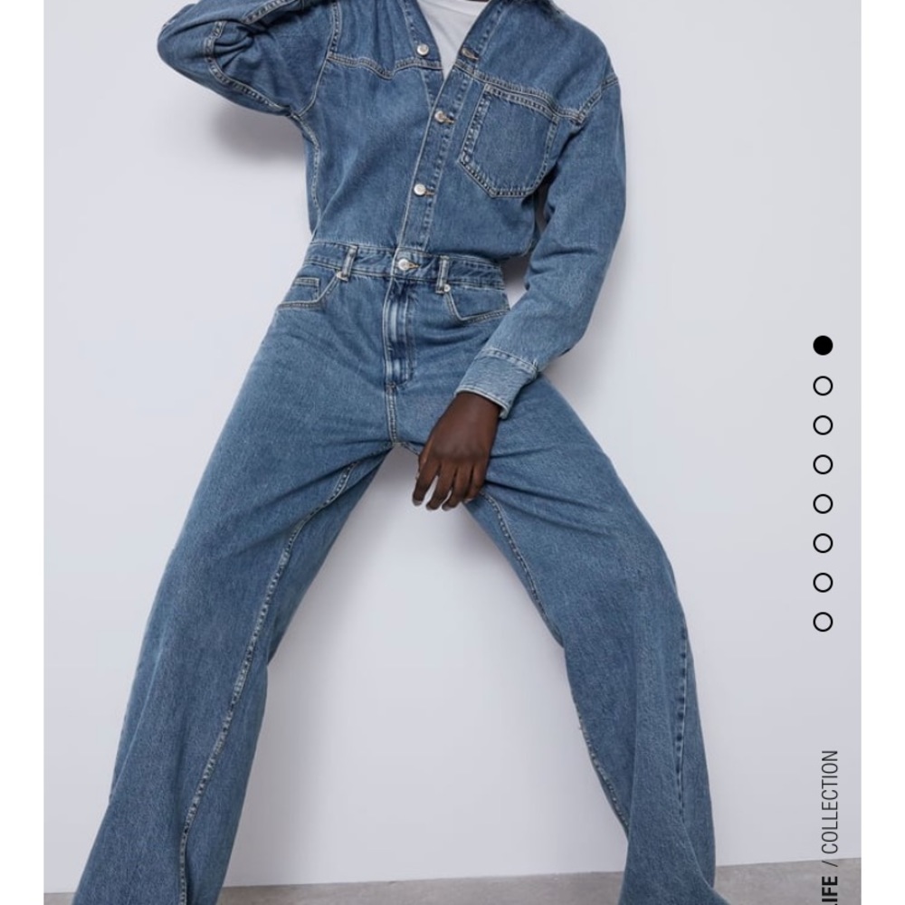 NWT Zara long denim blue jumpsuit - Picture 9 of 9